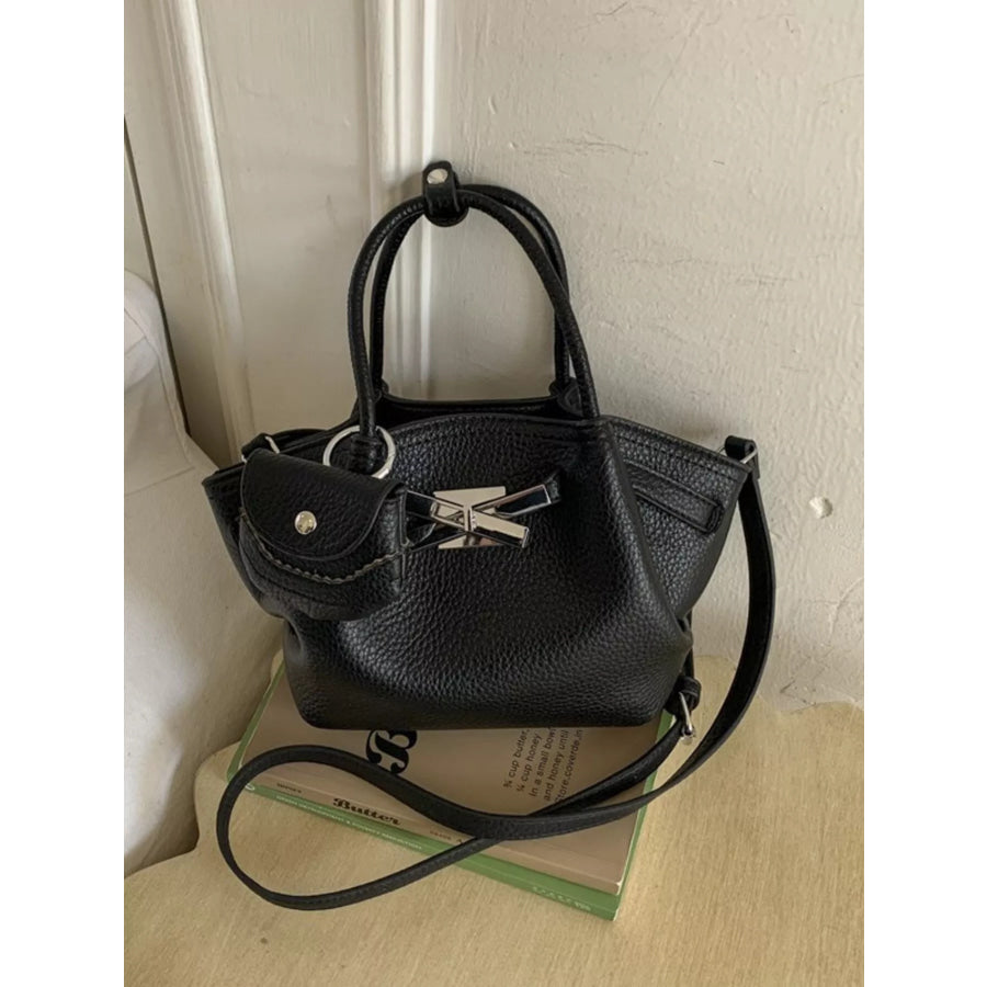 Top Handle Leather Crossbody Bag Black / ONESIZE Apparel and Accessories