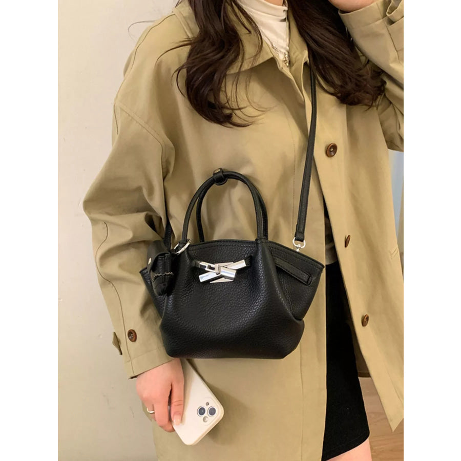 Top Handle Leather Crossbody Bag Black / ONESIZE Apparel and Accessories