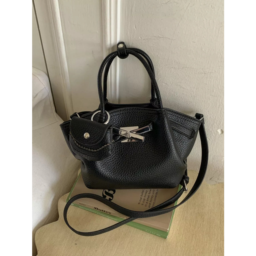 Top Handle Leather Crossbody Bag Black / ONESIZE Apparel and Accessories