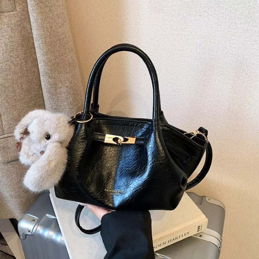 Top Handle Leather Handbag Black / One Size Apparel and Accessories