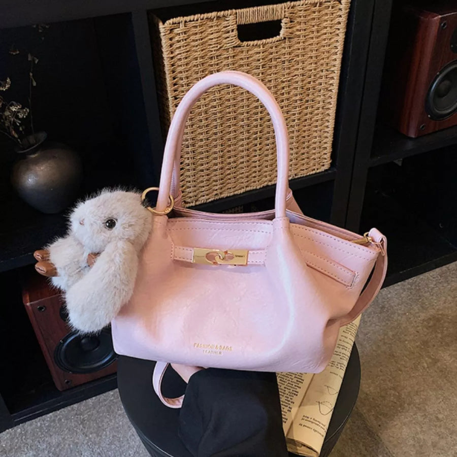 Top Handle Leather Handbag Pink / One Size Apparel and Accessories