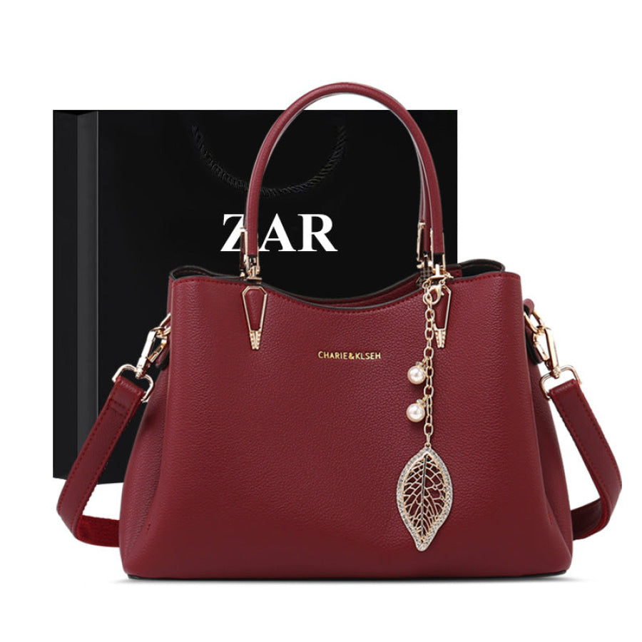 Top-Handle Leather Handbag Red / ONESIZE Apparel and Accessories