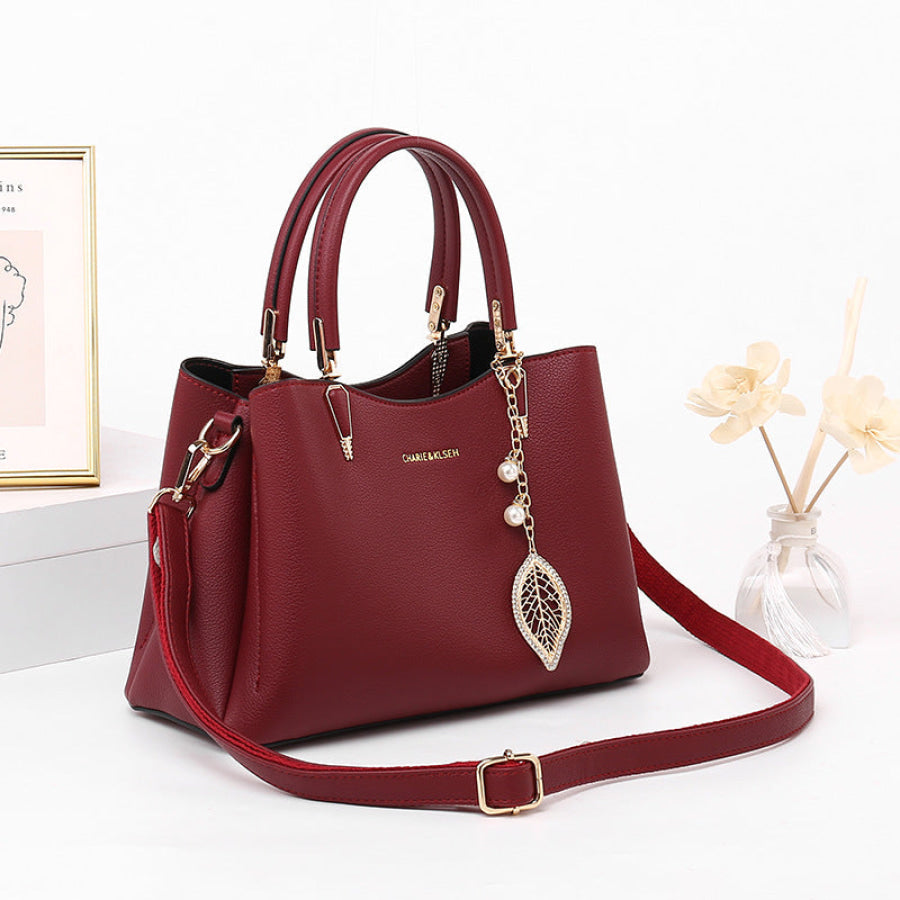 Top-Handle Leather Handbag Red / ONESIZE Apparel and Accessories