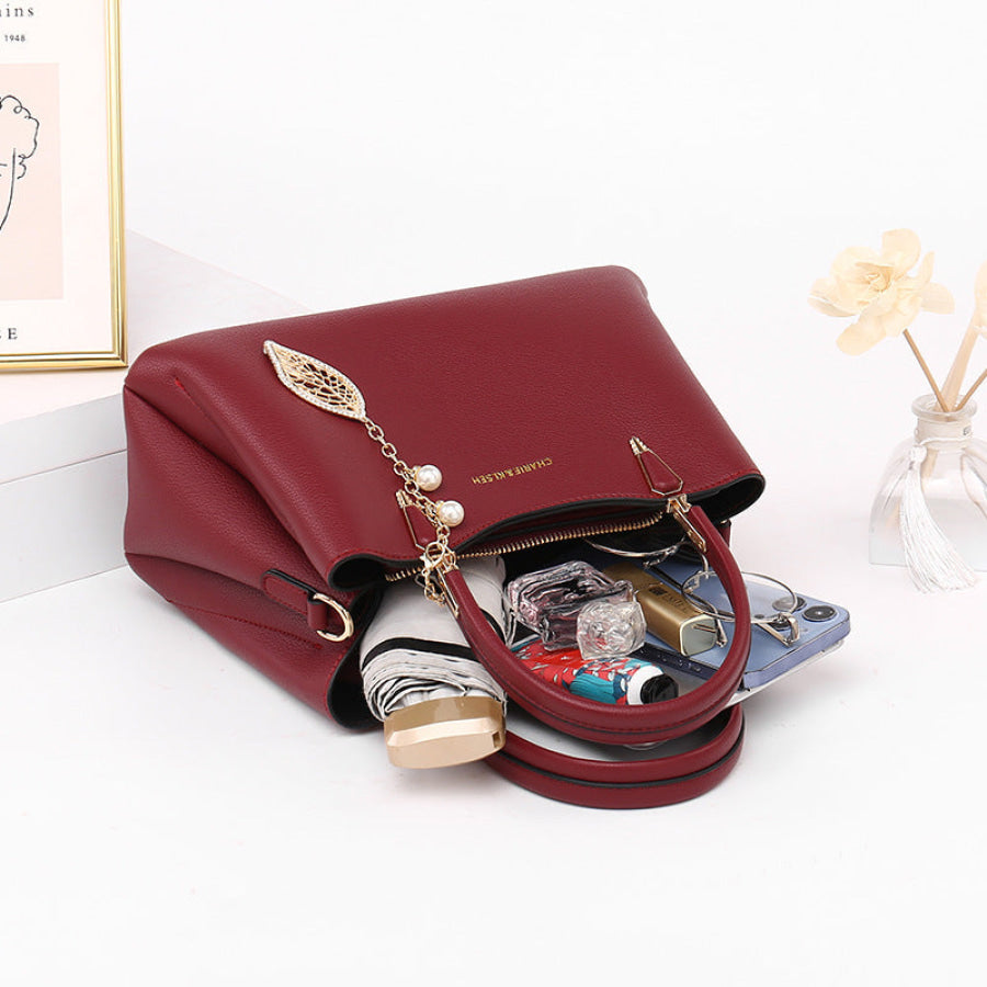 Top-Handle Leather Handbag Red / ONESIZE Apparel and Accessories