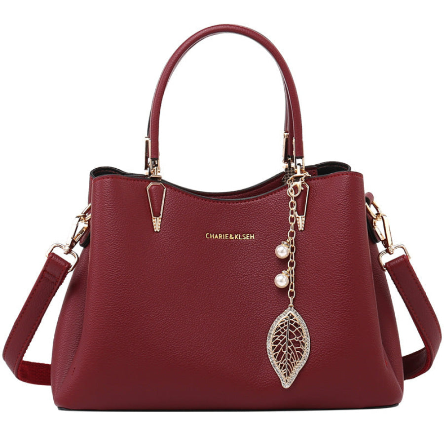 Top-Handle Leather Handbag Red / ONESIZE Apparel and Accessories