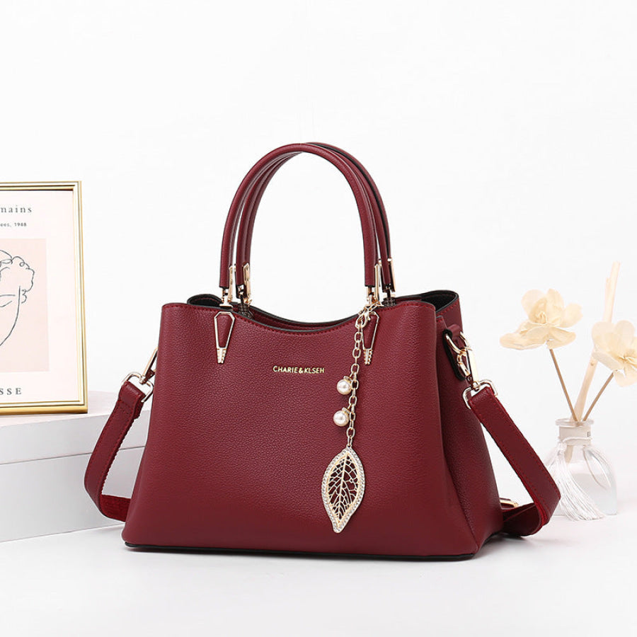 Top-Handle Leather Handbag Red / ONESIZE Apparel and Accessories
