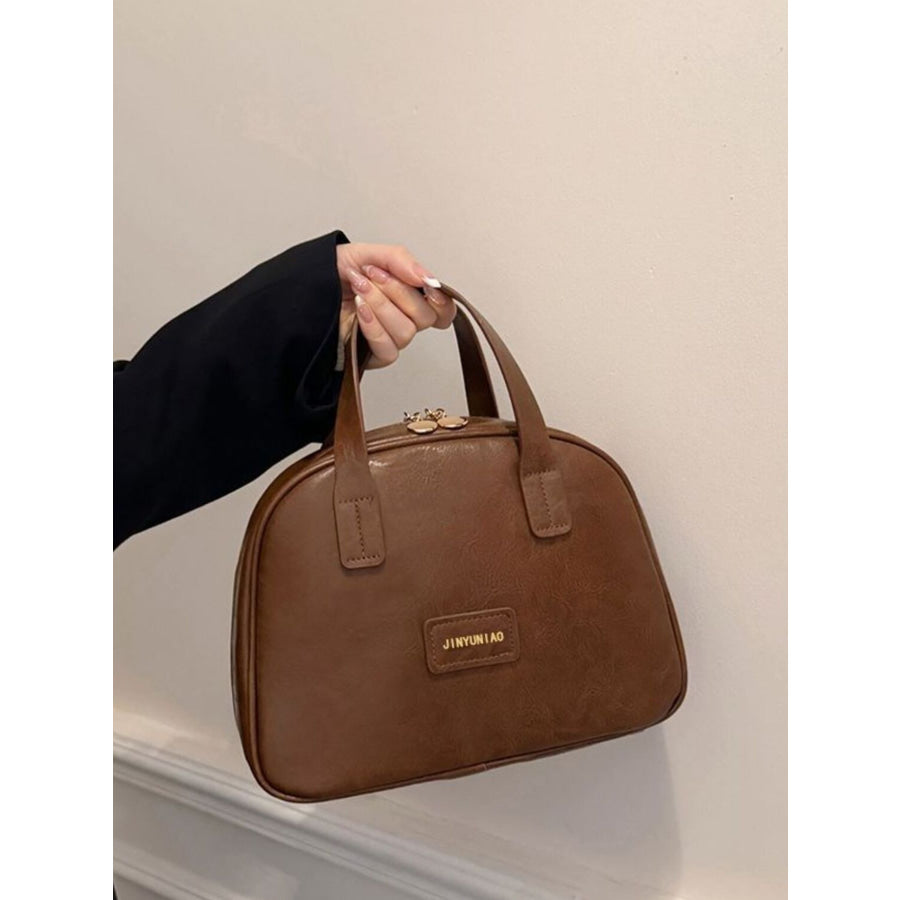 Top Handle Makeup Handbag Brown / One Size Apparel and Accessories