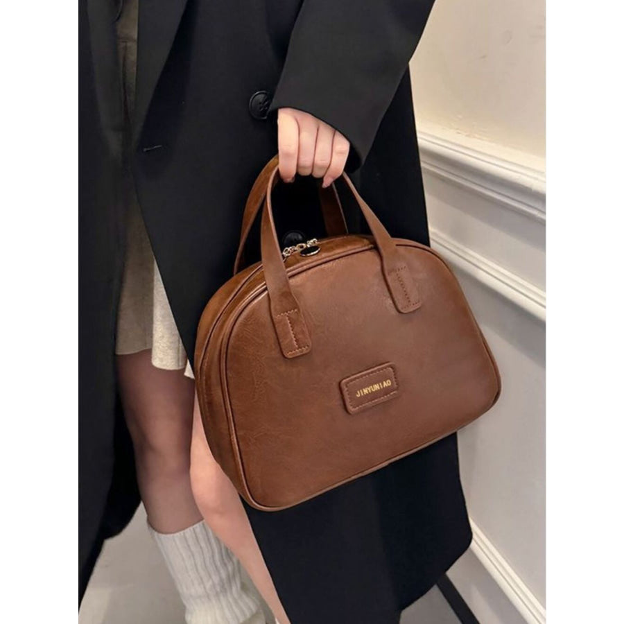 Top Handle Makeup Handbag Brown / One Size Apparel and Accessories
