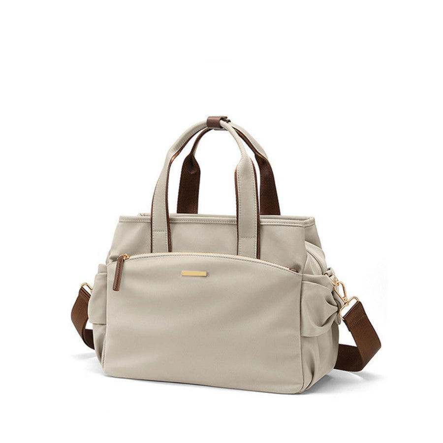 Top Handle Nylon Shoulder Bag Light Gray / One Size Apparel and Accessories