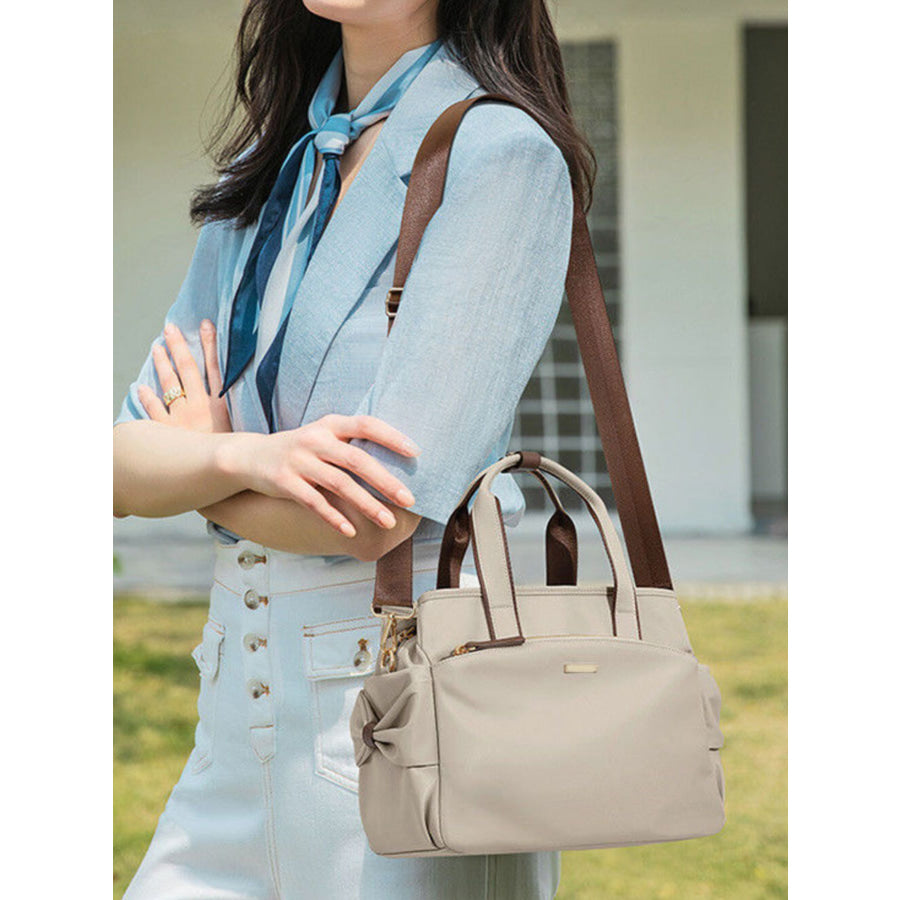 Top Handle Nylon Shoulder Bag Light Gray / One Size Apparel and Accessories