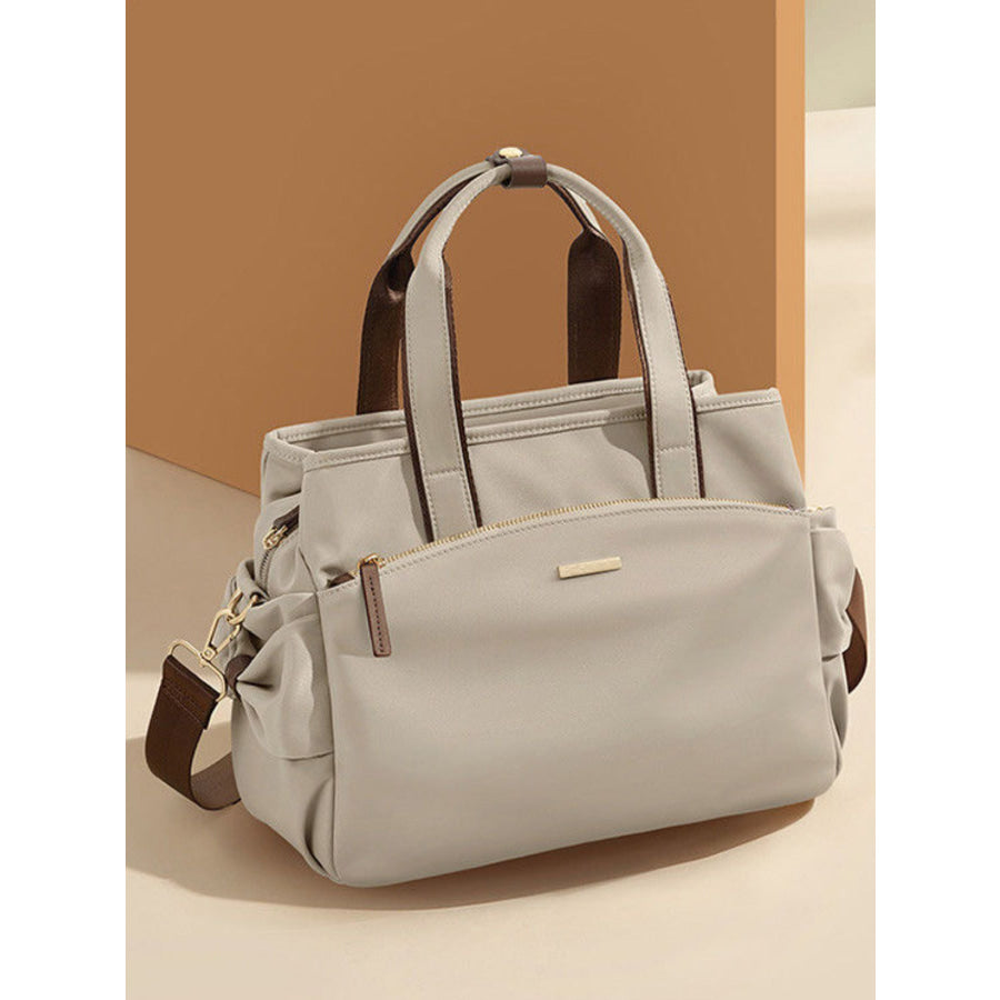 Top Handle Nylon Shoulder Bag Light Gray / One Size Apparel and Accessories