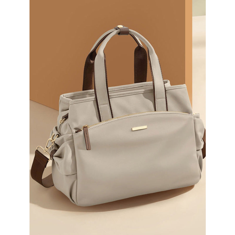 Top Handle Nylon Shoulder Bag Light Gray / One Size Apparel and Accessories