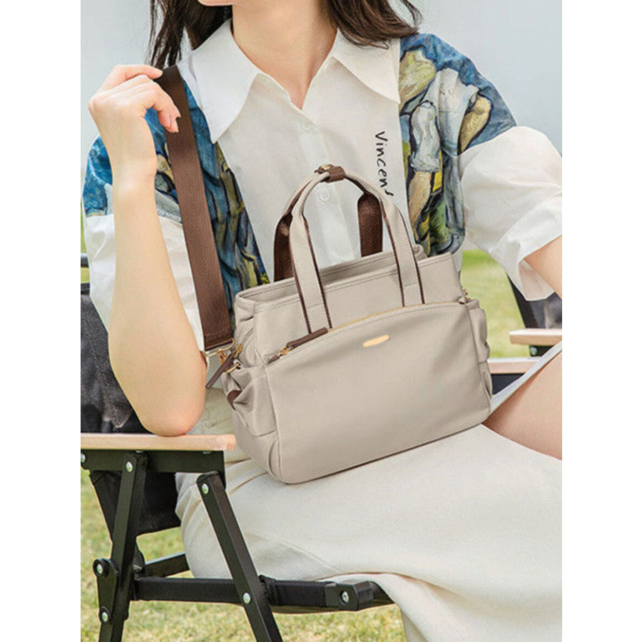 Top Handle Nylon Shoulder Bag Light Gray / One Size Apparel and Accessories