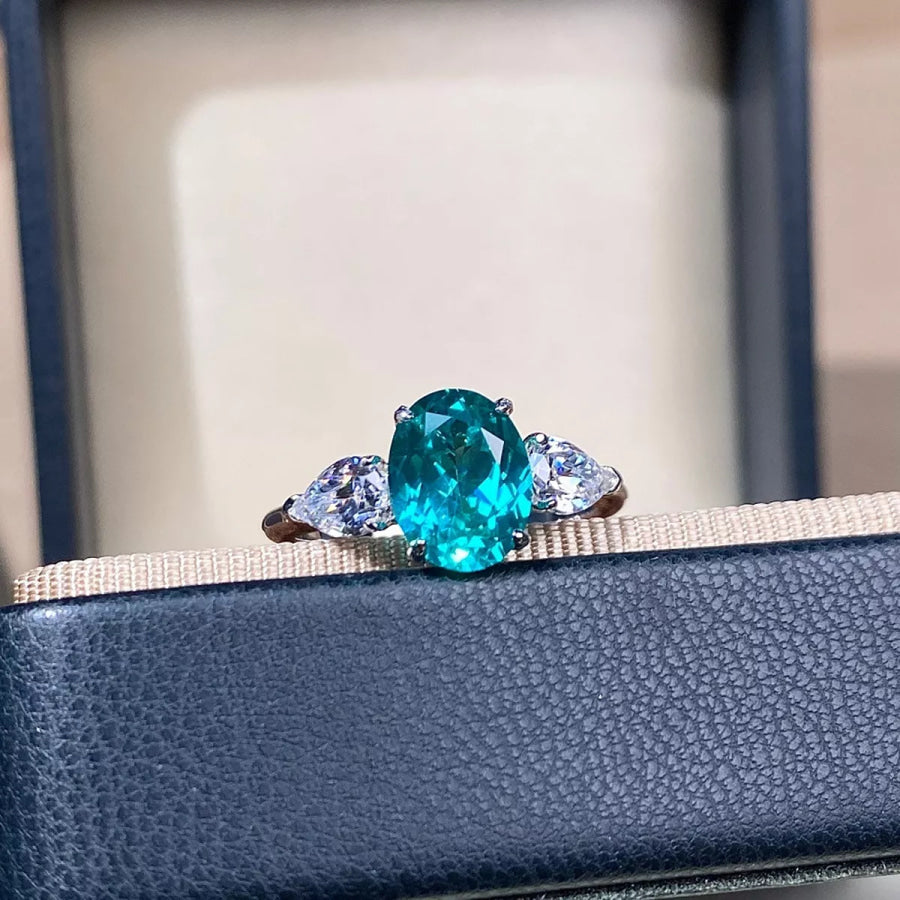 Topaz 925 Sterling Silver Oval Ring Cerulean / 5 Apparel and Accessories
