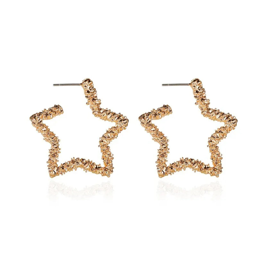 Torri Textured Star Hoops (Pre-Order) Gold Earrings