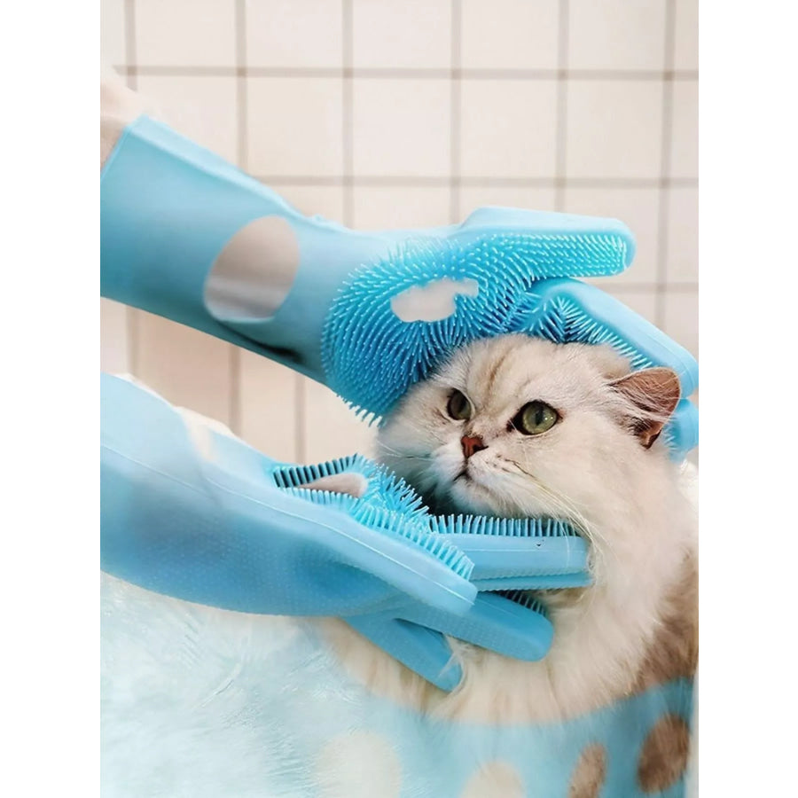 Touch Pet Shower & Grooming Gloves Sky Blue / One Size Apparel and Accessories