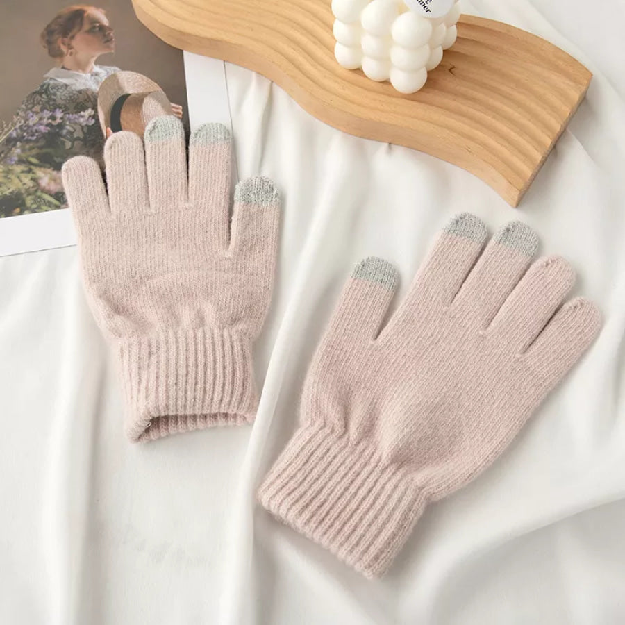 Touchscreen Knit Gloves Beige / One Size Apparel and Accessories