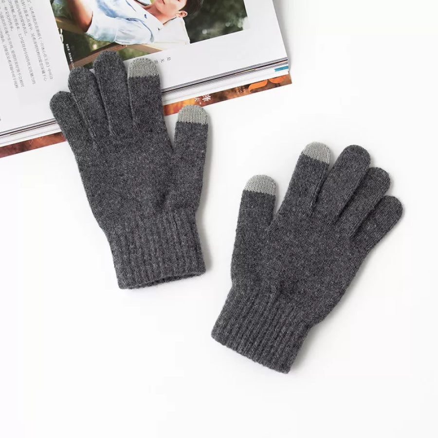 Touchscreen Knit Gloves Dark Gray / One Size Apparel and Accessories