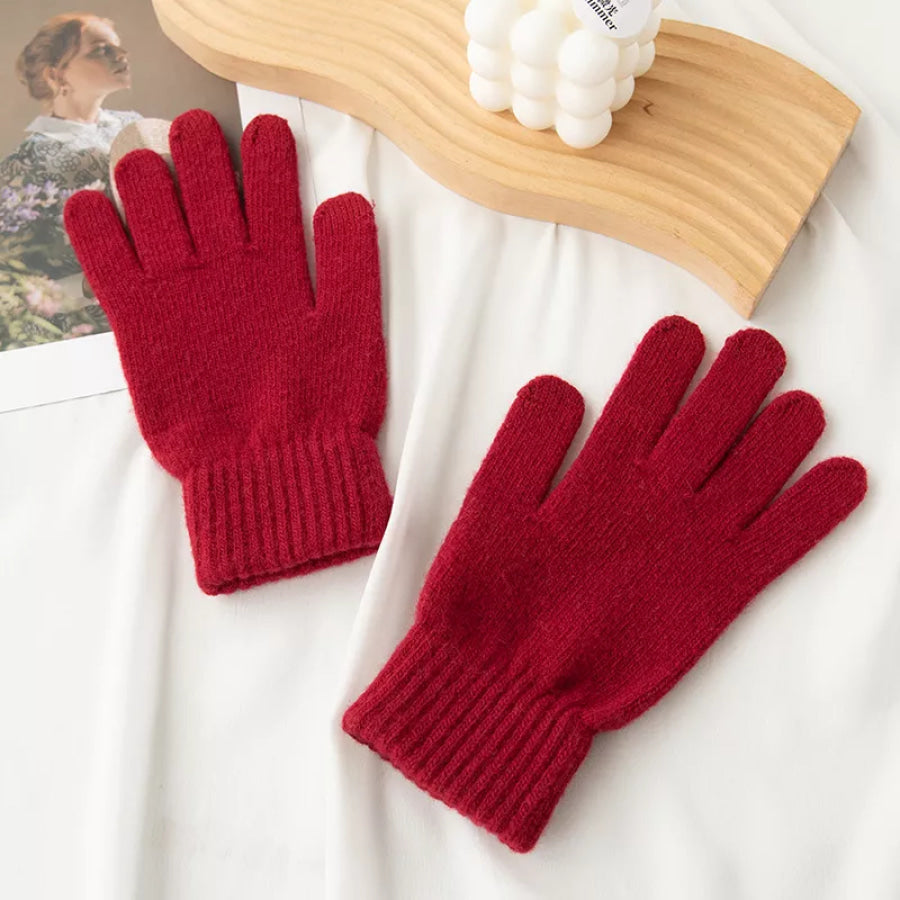 Touchscreen Knit Gloves Deep Red / One Size Apparel and Accessories