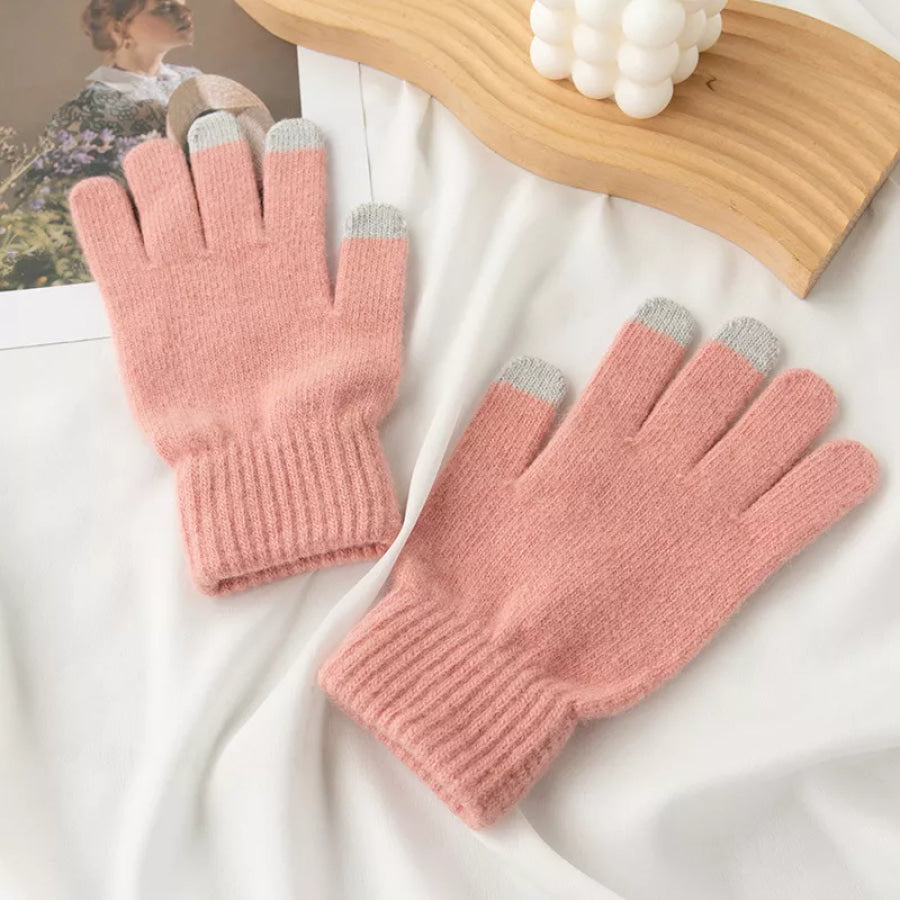 Touchscreen Knit Gloves Dusty Pink / One Size Apparel and Accessories