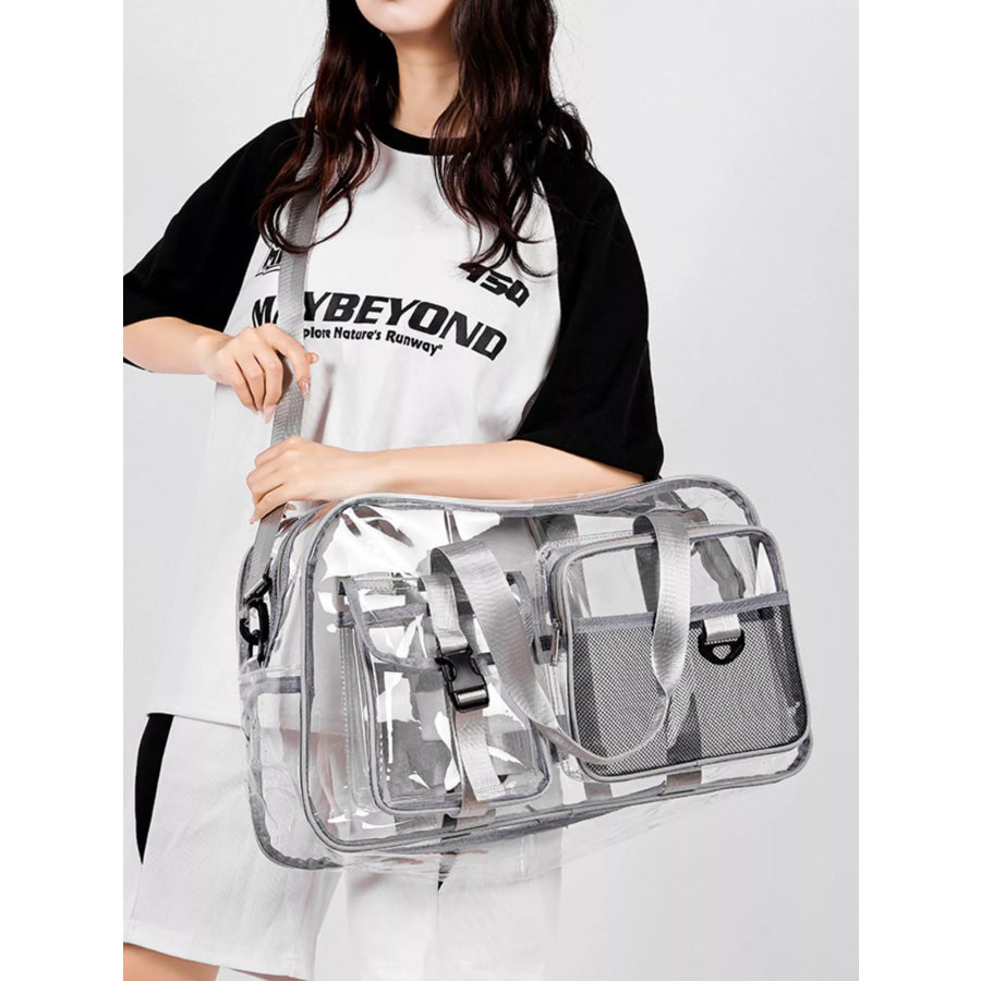 Transparent PVC Travel Duffel Bag Grey / One Size Apparel and Accessories