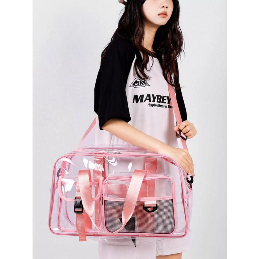 Transparent PVC Travel Duffel Bag Pink / One Size Apparel and Accessories