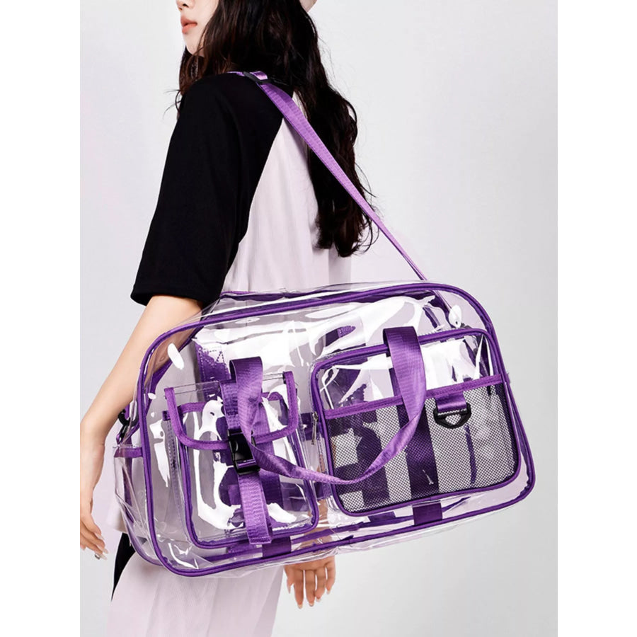 Transparent PVC Travel Duffel Bag Purple / One Size Apparel and Accessories