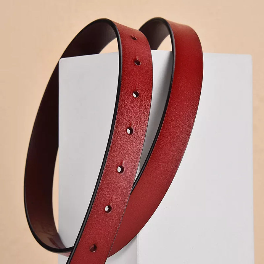 Triangle Buckle Leather Skinny Belt Apparel and Accessories