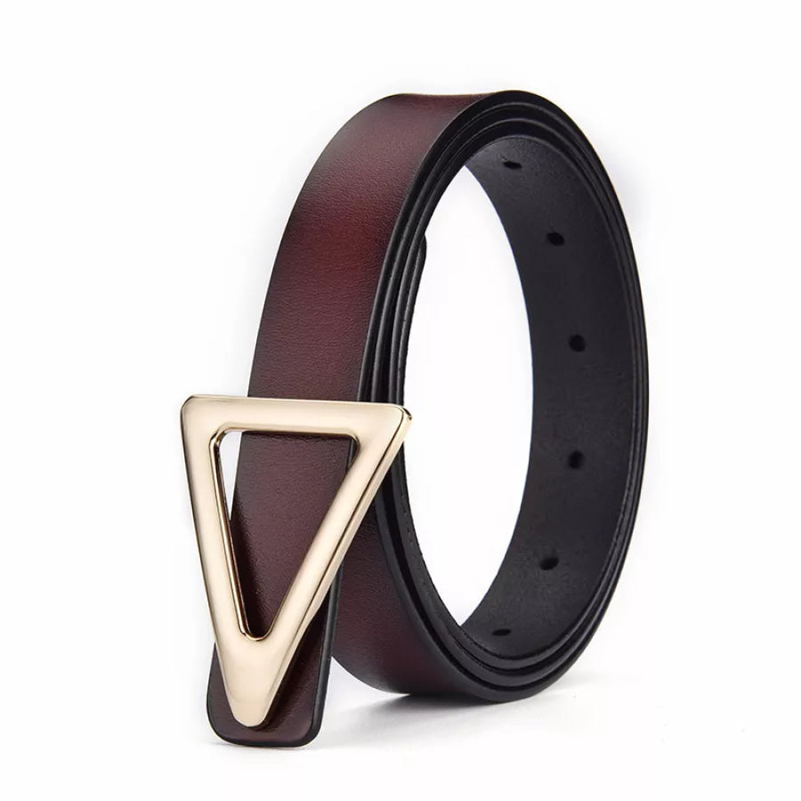 Triangle Buckle Leather Skinny Belt Apparel and Accessories