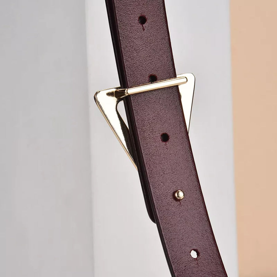 Triangle Buckle Leather Skinny Belt Apparel and Accessories