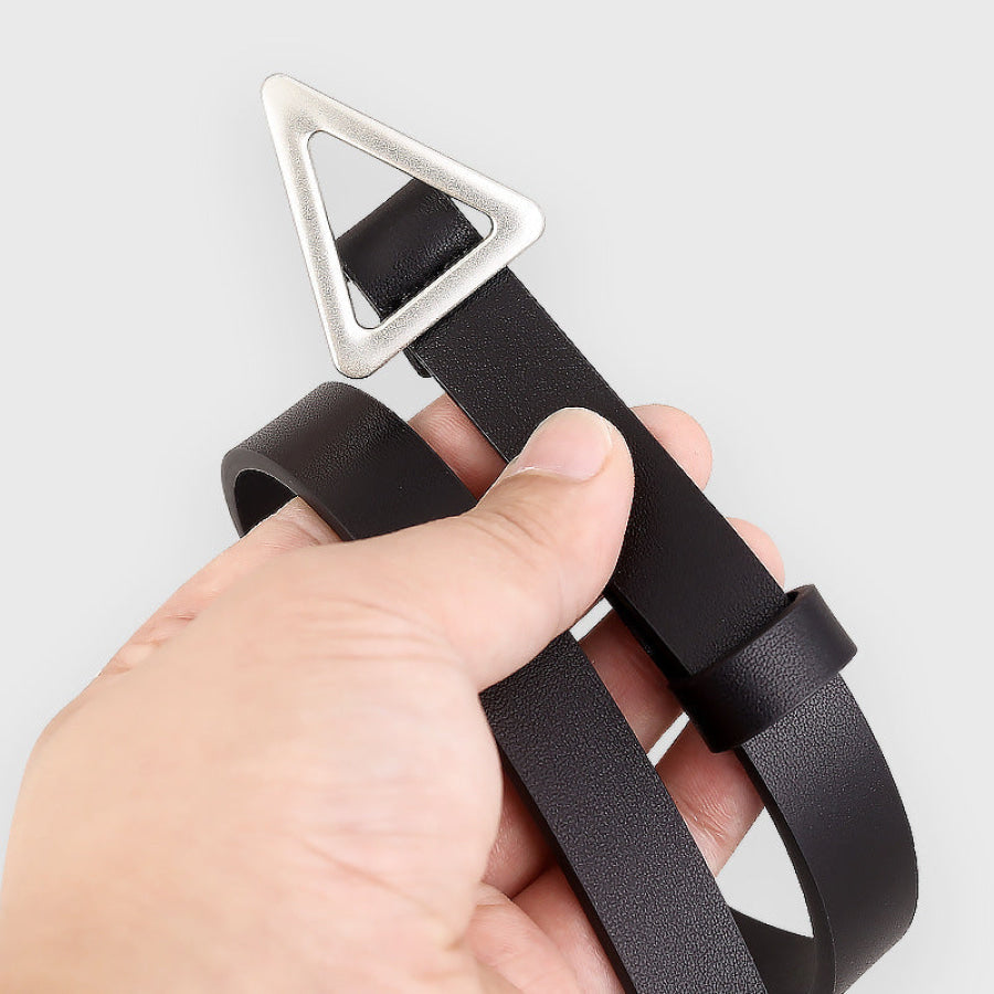 Triangle Buckle Skinny Belt Black / One Size Apparel and Accessories
