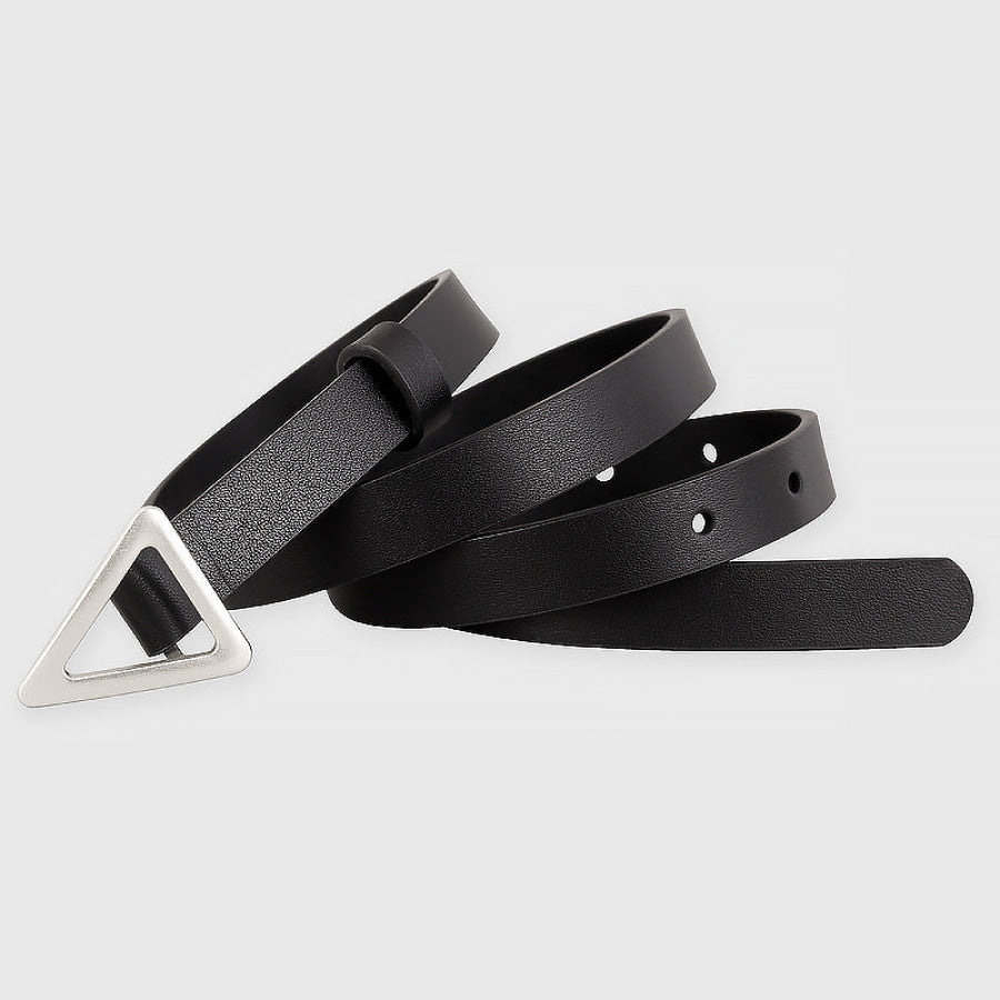 Triangle Buckle Skinny Belt Black / One Size Apparel and Accessories