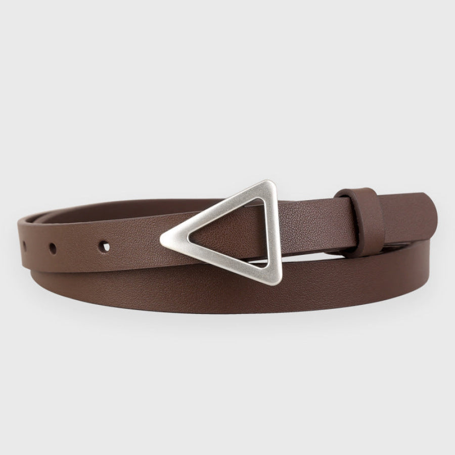 Triangle Buckle Skinny Belt Brown / One Size Apparel and Accessories