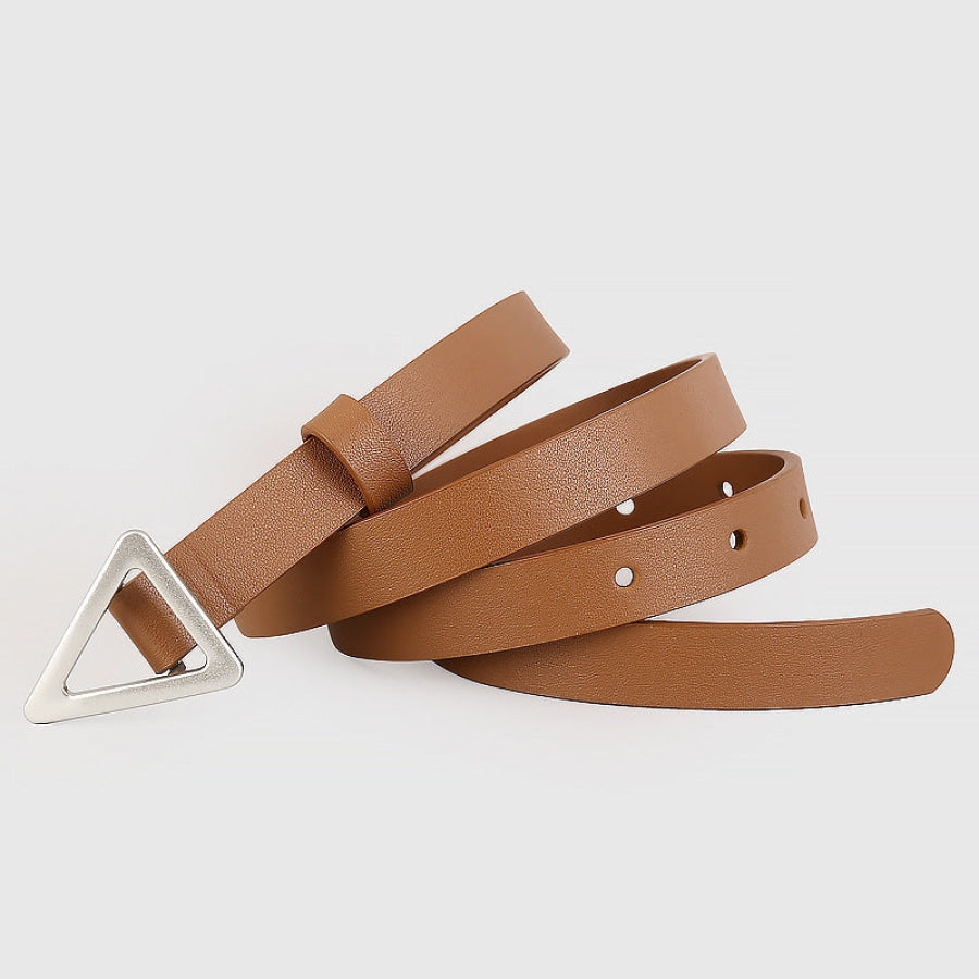 Triangle Buckle Skinny Belt Caramel / One Size Apparel and Accessories