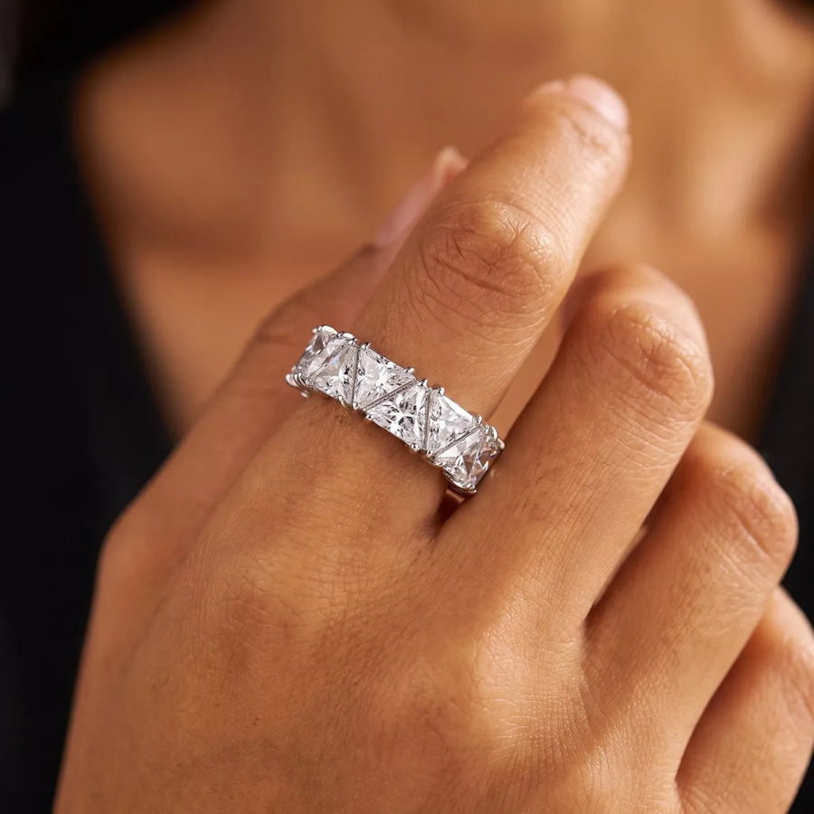 Triangle Cut Zircon Ring Silver / onesize Apparel and Accessories