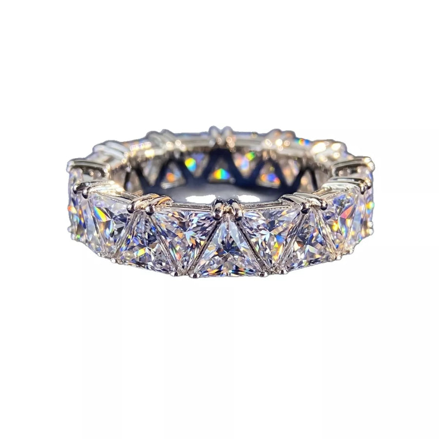 Triangle Cut Zircon Ring Silver / onesize Apparel and Accessories