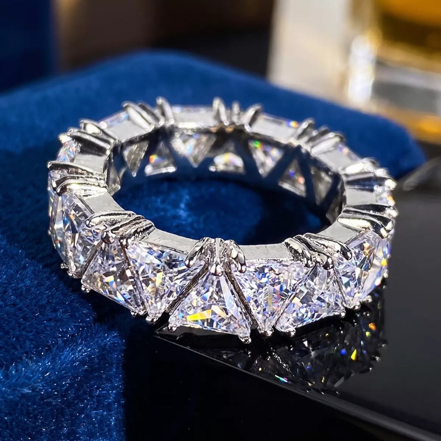 Triangle Cut Zircon Ring Silver / onesize Apparel and Accessories