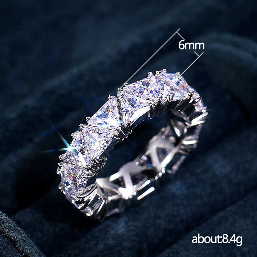 Triangle Cut Zircon Ring Silver / onesize Apparel and Accessories