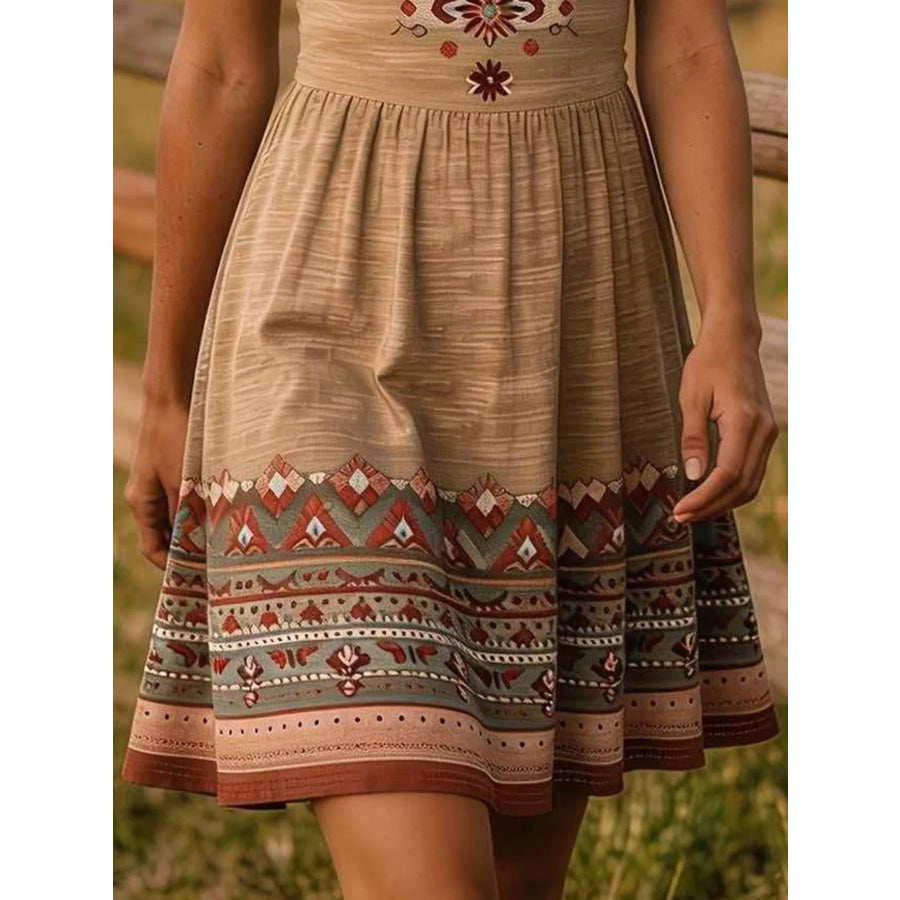 Tribal Print Sleeveless A-Line Summer Dress Apparel and Accessories