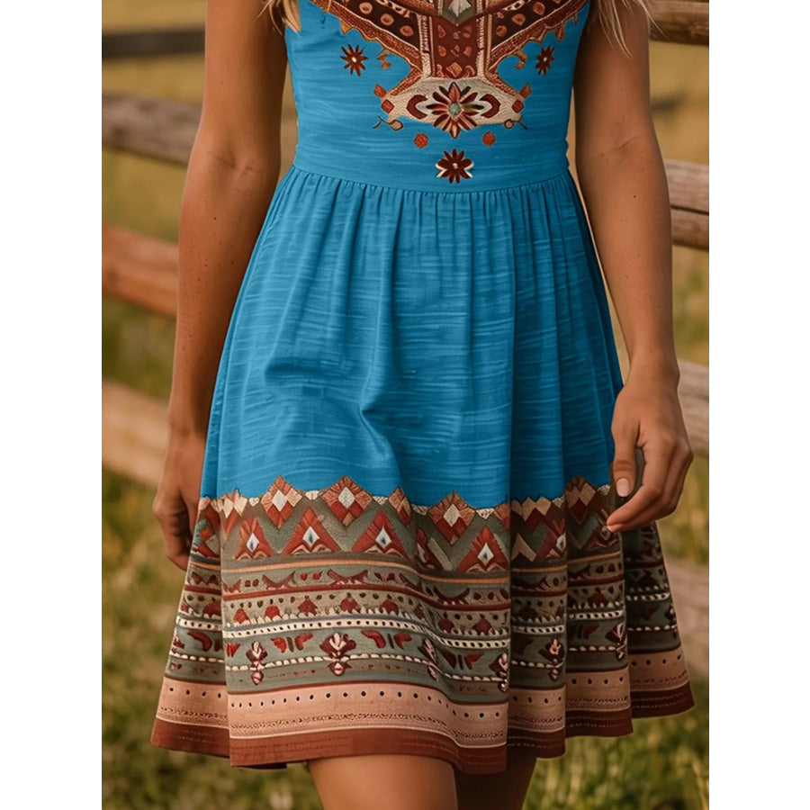 Tribal Print Sleeveless A-Line Summer Dress Apparel and Accessories