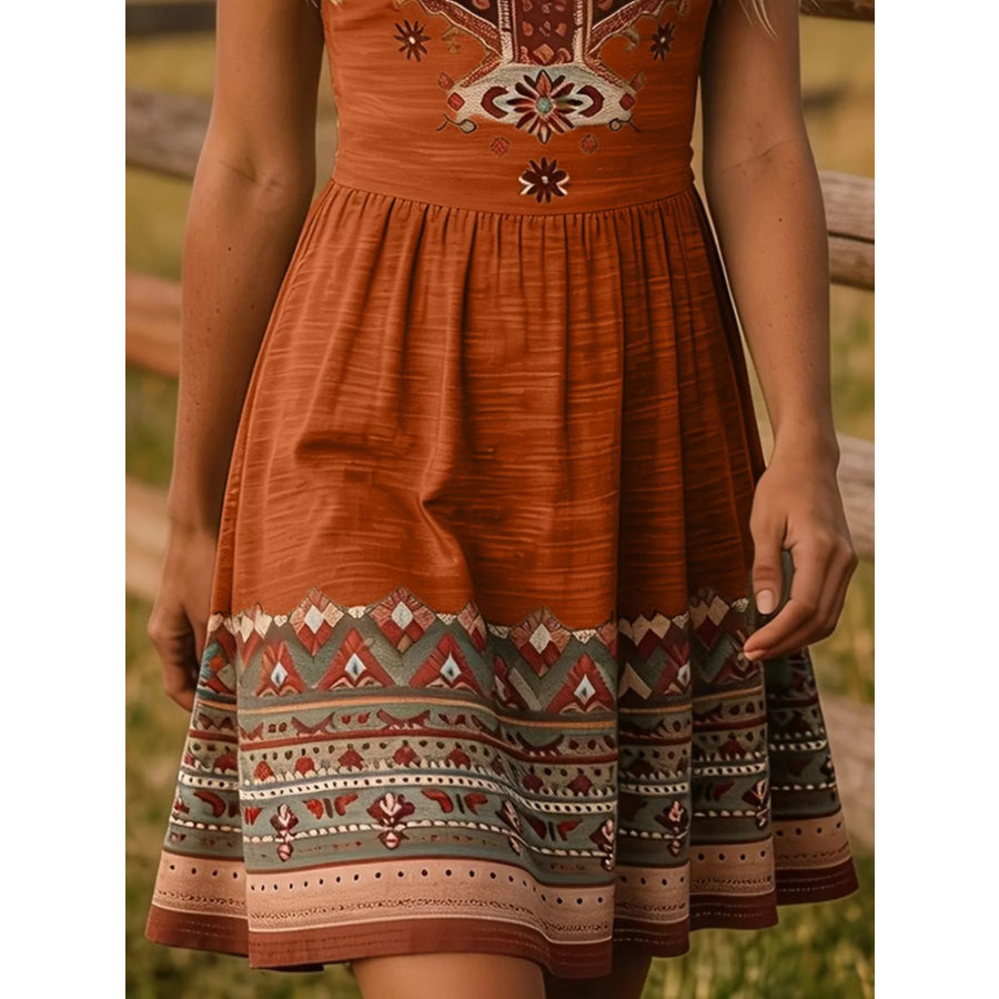 Tribal Print Sleeveless A-Line Summer Dress Apparel and Accessories