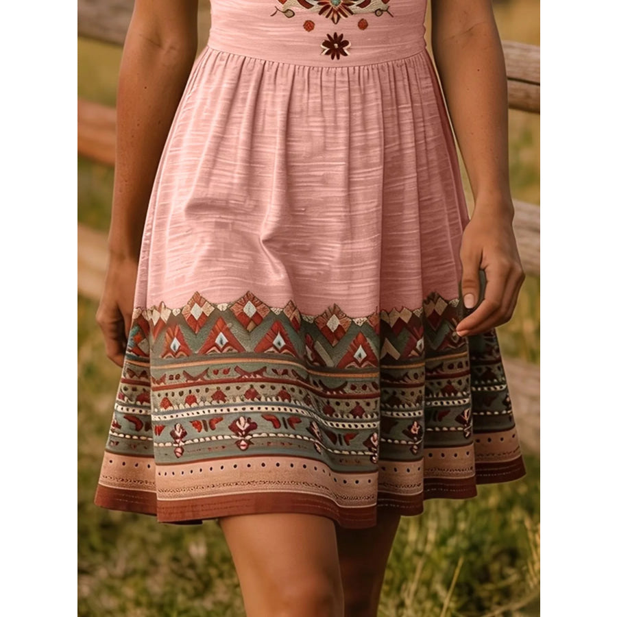 Tribal Print Sleeveless A-Line Summer Dress Apparel and Accessories