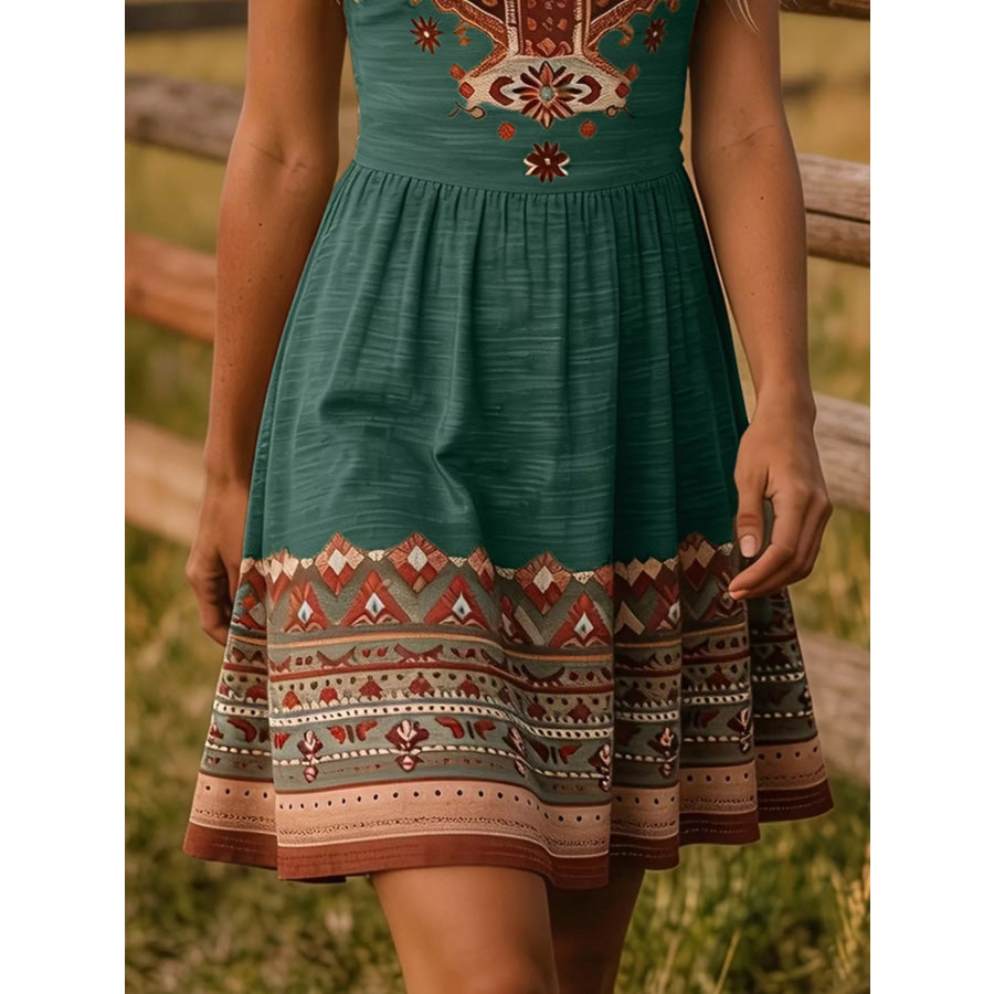 Tribal Print Sleeveless A-Line Summer Dress Apparel and Accessories