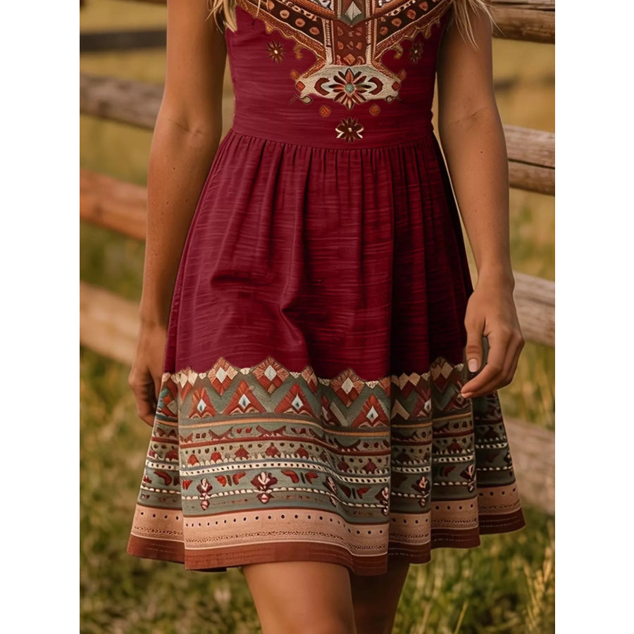 Tribal Print Sleeveless A-Line Summer Dress Apparel and Accessories