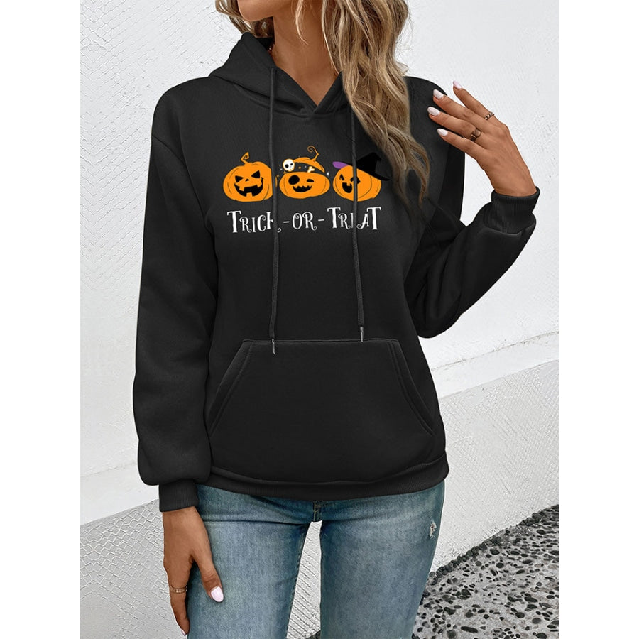 TRICK OR TREAT Long Sleeve Hoodie Black / S