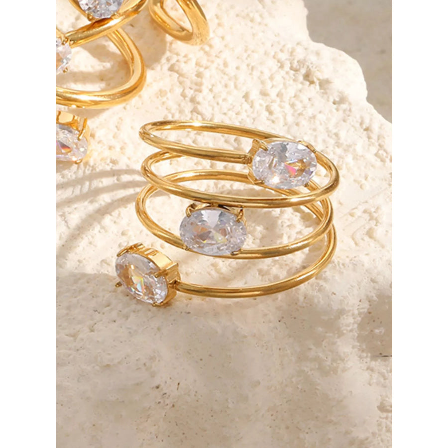 Triple-Layer Oval Open Ring Gold / onesize Apparel and Accessories