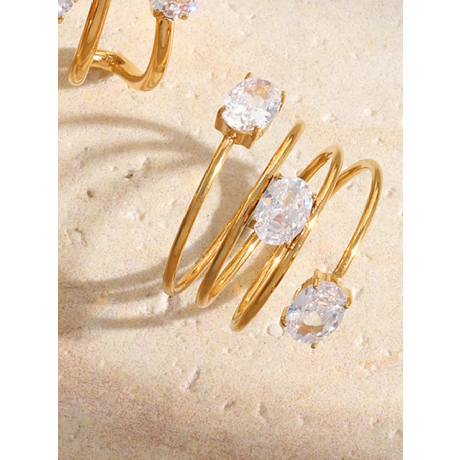 Triple-Layer Oval Open Ring Gold / onesize Apparel and Accessories