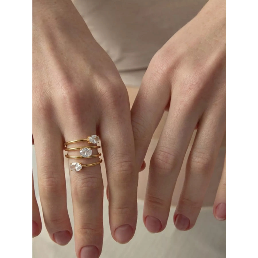 Triple-Layer Oval Open Ring Gold / onesize Apparel and Accessories