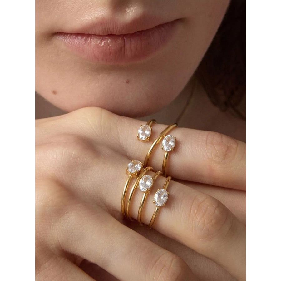 Triple-Layer Oval Open Ring Gold / onesize Apparel and Accessories