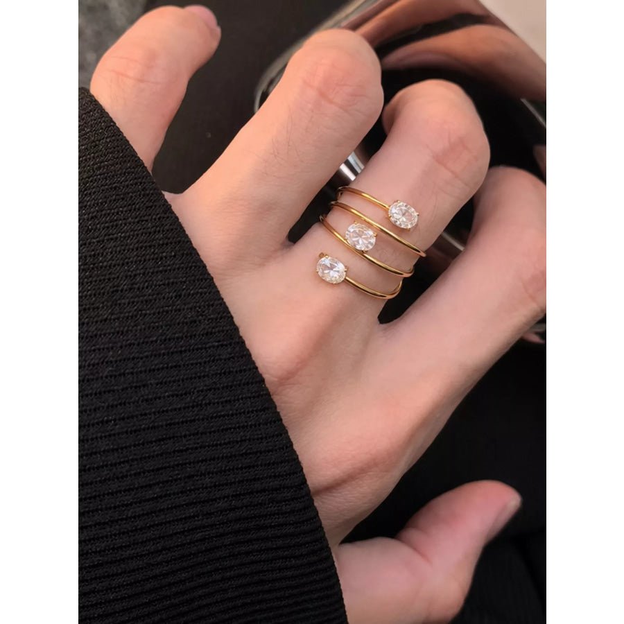 Triple-Layer Oval Open Ring Gold / onesize Apparel and Accessories